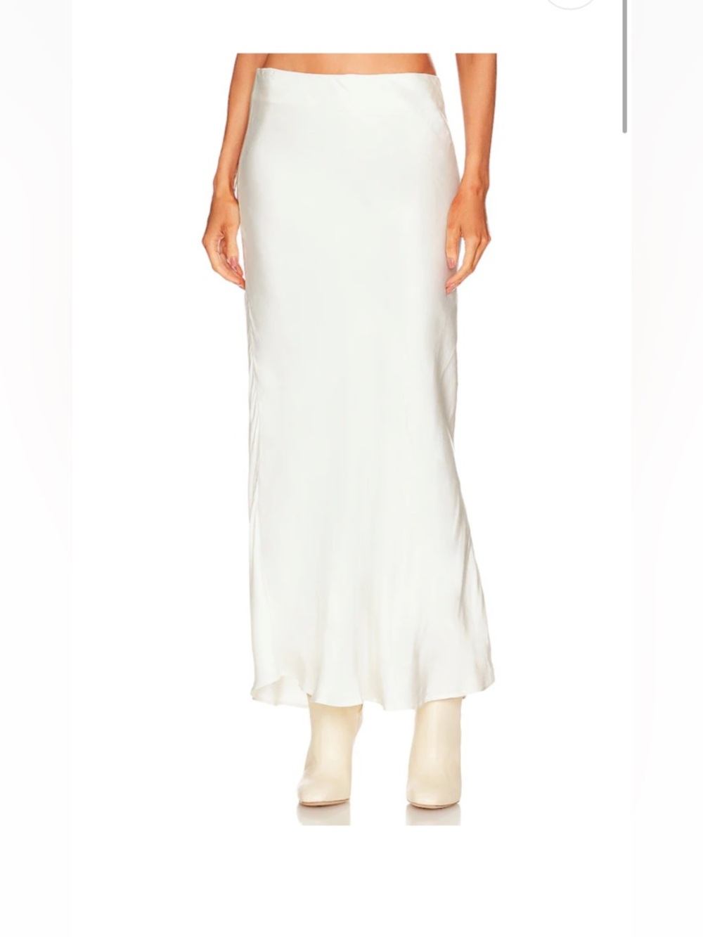 Bardot White Satin Midi Skirt